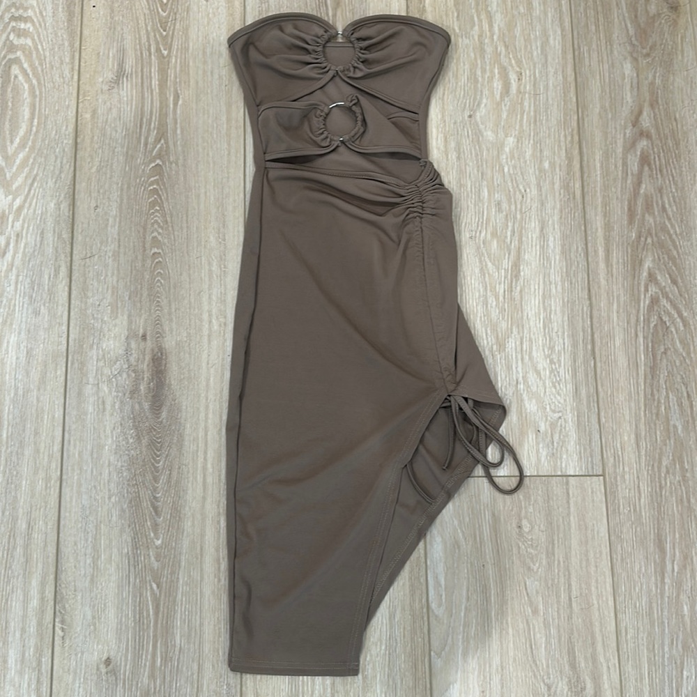 Brown cut out dress